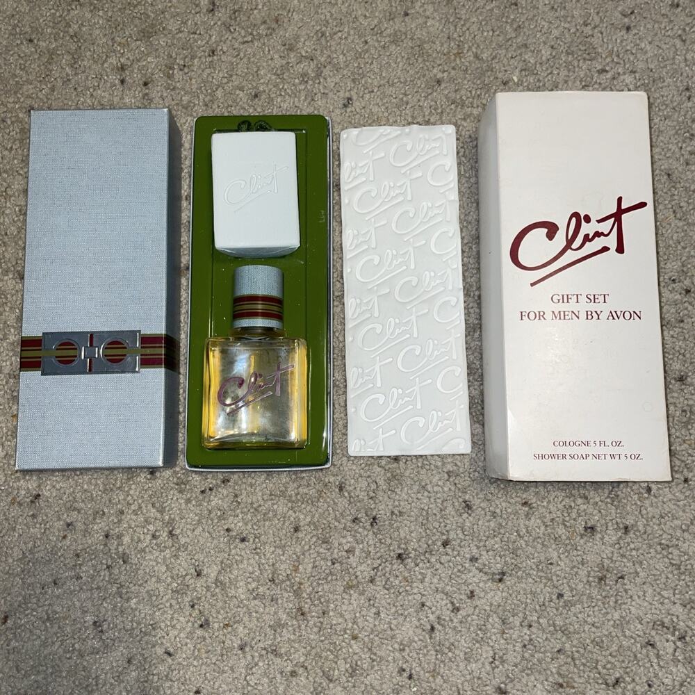 VTG. Avon For Men Clint Cologne 5.OZ & SOAP ON A ROPE 5.OZ (BOX-SET)
